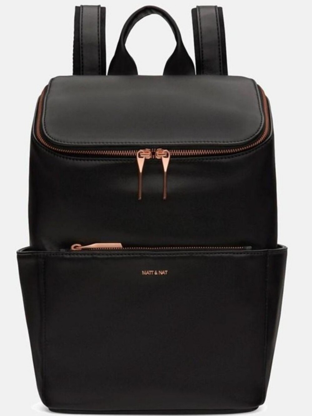 Matt & Nat Brave Black Vegan Backpack with Rose-Gold Hardware